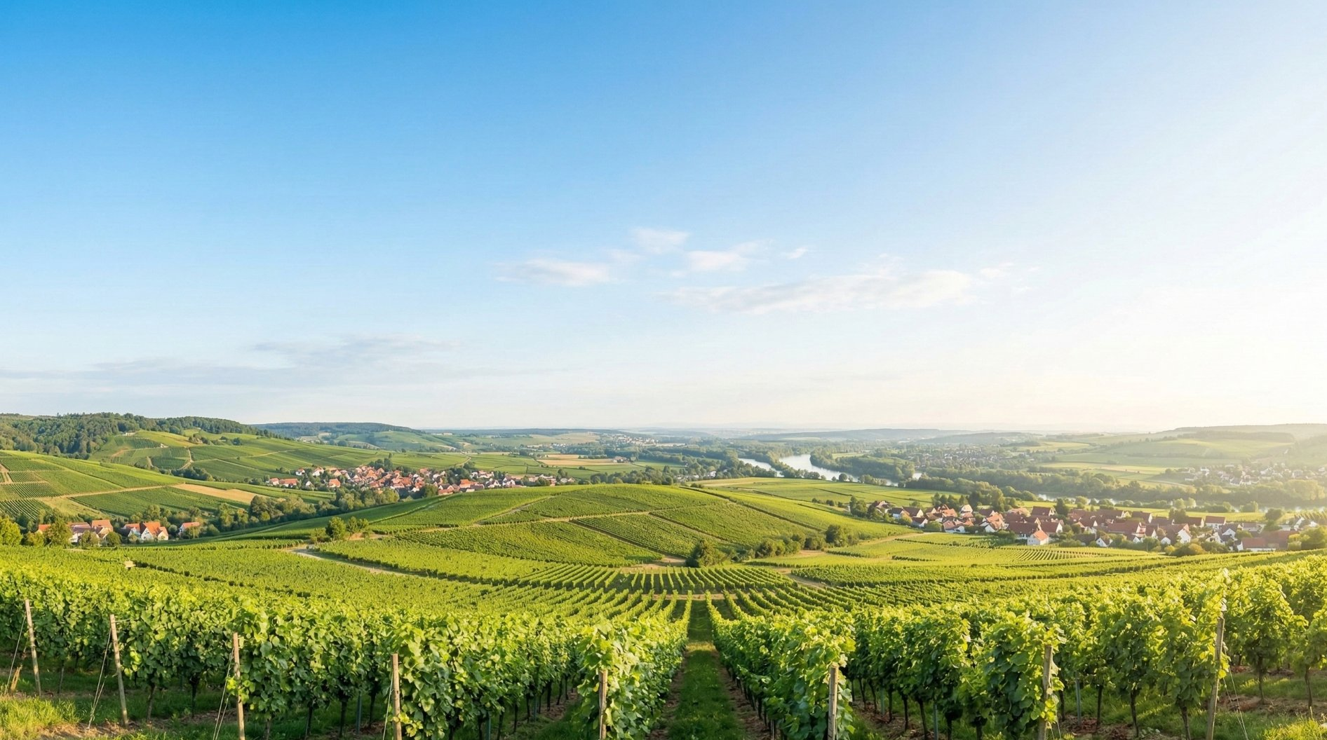 Sonnige Weinberge und Dörfer im Dreiländereck Lörrach als Symbol für Erbschaft Immobilien in der Grenzregion.